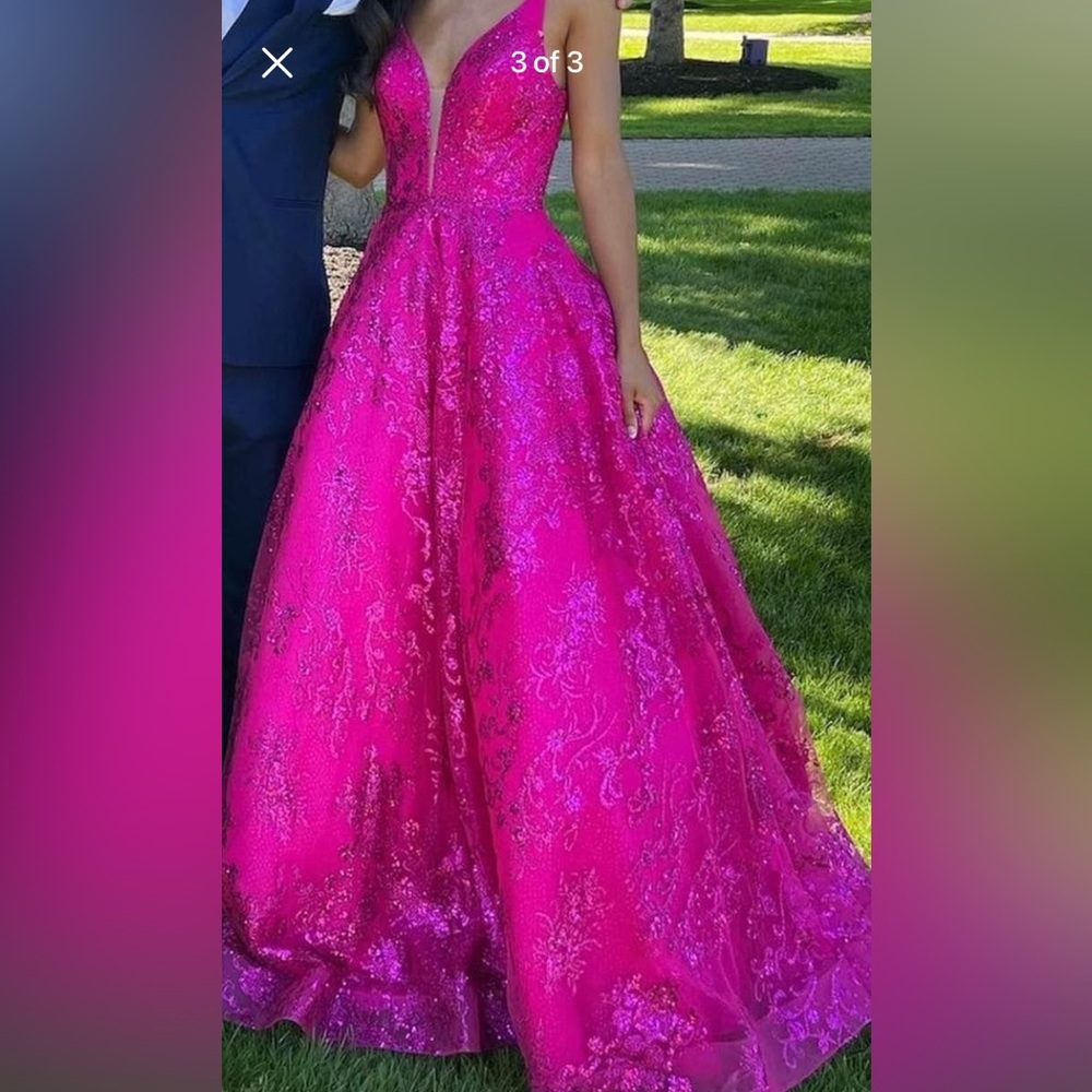 ISO in search of this dress! Colette Mon Cheri Hot Pink Magenta A-line Sparkle